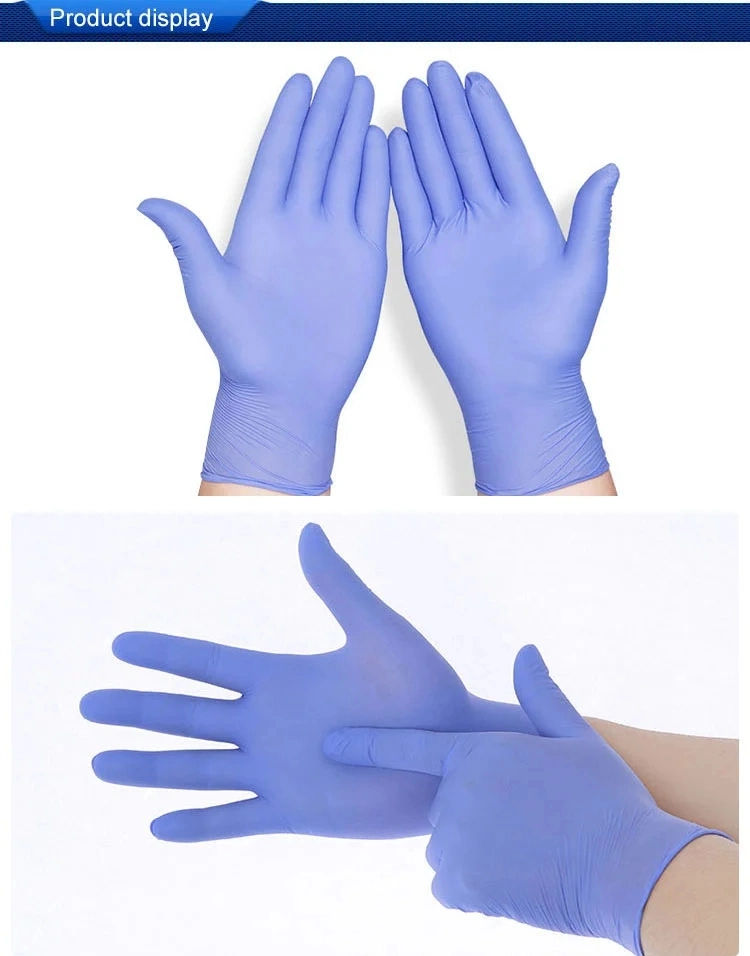 Hospital Work Exam Blue Nitryl Sterile Protective Working Surgical Powder Free Hand Examination Safety Medical Nitrile Disposable Gloves