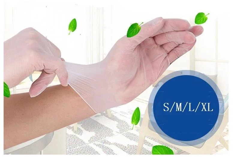 Standard Disposable Powder Free Industrial Grade Gloves Blue Fingers PVC Gloves